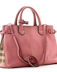 Derby Calfskin House Check Medium Banner Tote Mauve Pink