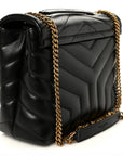 Calfskin Y Quilted Monogram Small Loulou Chain Satchel Black