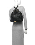 Lambskin CC Drawstring Backpack Black