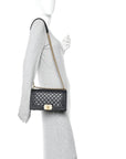 Lambskin Quilted Medium Boy Flap Black