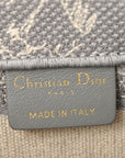 Canvas Embroidered Toile De Jouy Reverse Mini Book Tote With Strap Grey