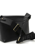Coated Canvas Calfskin Vintage Check Medium Note Crossbody Bag Black