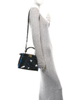 Patent Mini Plexi Handle Peekaboo Iconic Satchel Black Blue