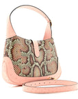 Snakeskin Ostrich Calfskin Small Jackie 1961 Hobo Pink Multicolor