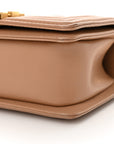 Caviar Quilted Small Top Handle Boy Flap Beige