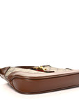 GG Supreme Monogram Azalea Calfskin Web Mini Jackie 1961 Hobo Beige Ebony Brown Sugar