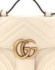 Calfskin Matelasse Mini GG Marmont Top Handle Shoulder Bag White