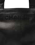 Caviar Embroidered Logo Shoulder Bag Black