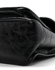 Crinkled Calfskin Matelasse Monogram Medium Niki Chain Satchel Black