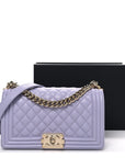 Caviar Quilted Medium Boy Flap Light Purple