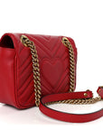 Calfskin Matelasse Mini GG Marmont Shoulder Bag Hibiscus Red
