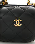 Lambskin Quilted CC Bubble Vanity Case With Chain Black