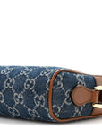 New Denim GG Monogram Dollar Calfskin Mini Ophidia Shoulder Bag Blue Tea Cuir Epilog