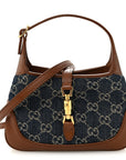 New Denim GG Monogram Calfskin Mini Jackie 1961 Hobo Blue Tea Cuir