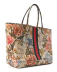 GG Supreme Monogram Water Flora Web Large Ophidia Tote Beige White Multicolor
