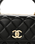 Lambskin Quilted Medium Trendy CC Flap Dual Handle Bag Black