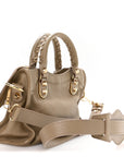 Chevre Gold Metallic Edge Hardware Mini City Beige Latte