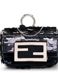 Sequin Paillettes Shiny Nappa Sex and the City Nano Maxi Buckle Baguette Charm Blue