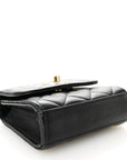 Lambskin Quilted Trendy CC Card Holder On Chain Black