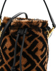 Shearling Vitello Dolce F is FNDI Macro FF 1974 Mini Mon Tresor Bucket Bag Tobacco Black