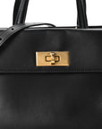 Shiny Box Calfskin Small Money Tote Black