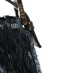 Satin Beaded Baguette Blue Brown
