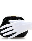 Shiny Supple Calfskin Logo Crocodile Embossed Cloud Coin Purse Black White