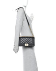 Lambskin Chevron Quilted Medium Boy Flap Black