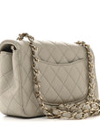 Lambskin Quilted Mini Rectangular Flap Grey