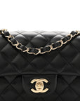 Lambskin Quilted Mini Rectangular Flap Black
