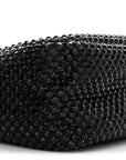 Satin Crystal Soft Padded Small Double Handled Shoulder Bag Black