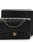 Caviar Quilted Jumbo Double Flap Black