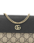 Dollar Calfskin GG Supreme Monogram Petite GG Marmont Wallet Chain Bag Black Beige Ebony