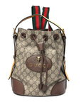 GG Supreme Monogram Neo Vintage Drawstring Bucket Backpack Beige New Acero Crop
