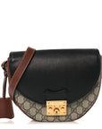 GG Supreme Monogram Calfskin Small Padlock Messenger Shoulder Bag Beige Black Cuir