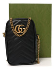 Calfskin Matelasse Mini GG Marmont Crossbody Bag Black