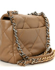 Lambskin Quilted Medium CHNL 19 Flap Dark Beige