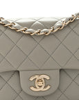 Lambskin Quilted Mini Rectangular Flap Grey
