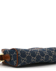 New Denim GG Monogram Dollar Calfskin Mini Ophidia Shoulder Bag Blue Tea Cuir Epilog