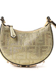 Crystal Vitello Laminato Suede FF Nano FNDIgraphy Hobo Charm Platino