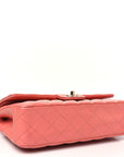 Iridescent Lambskin Quilted Medium Double Flap Pink