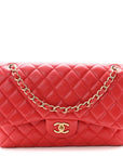 Lambskin Quilted Jumbo Double Flap Red