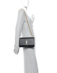 Grain De Poudre Medium Classic Monogram Kate Satchel Black