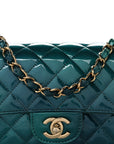 Shaded Patent Calfskin Quilted Mini Rectangular Flap Green Blue