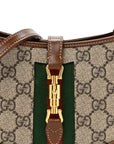 GG Supreme Monogram Azalea Calfskin Web Mini Jackie 1961 Hobo Beige Ebony Brown Sugar
