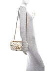 X BLNCG Calfskin Matelasse Logo Print Small GG Marmont Shoulder Bag White