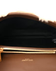 Nubuck Shearling Chevron Monogram Medium College Bag Dark Cigar Natural Beige