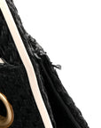 Braided Raffia Calfskin Small CHNL 25 Handbag Black White