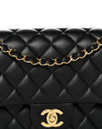 Lambskin Quilted Medium Double Flap Black