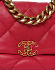 Goatskin Quilted Large CHNL 19 Flap Dark Pink